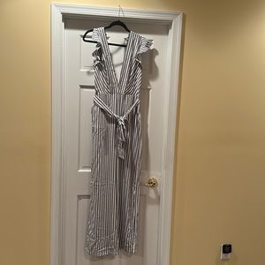 Fashion Nova Blue and White Striped Jumpsuit